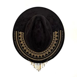 Black Hat with Beaded Art